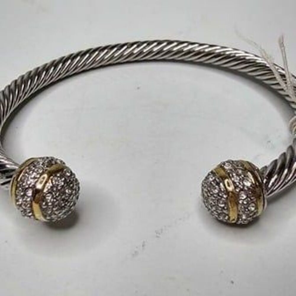 NWT Kate Spade Pave Silver Tone Twist Cuff Bracelet